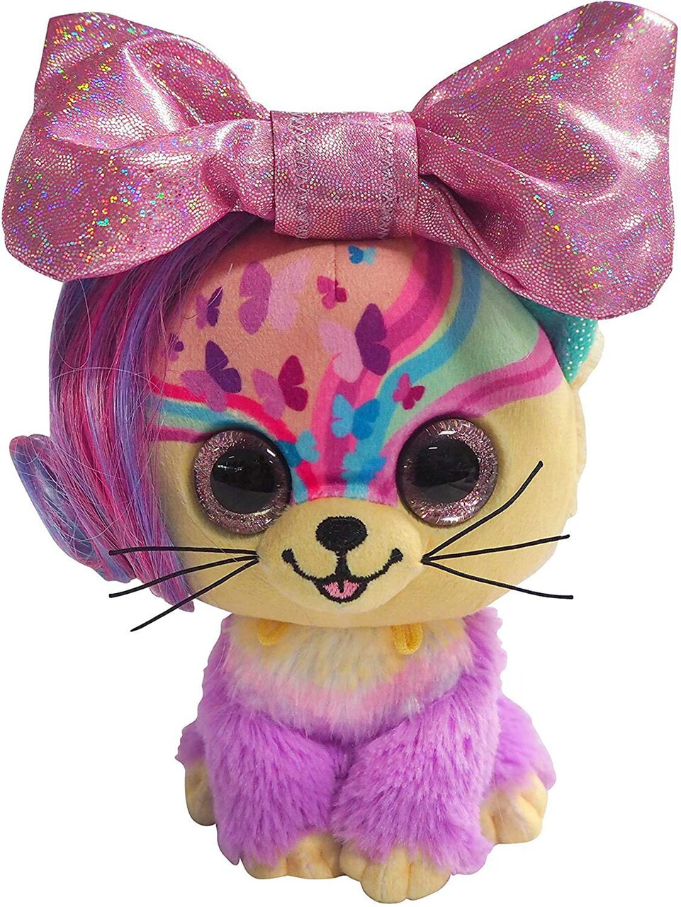 Little Bow Pets Large 9" Plush Butterfly Bow Pet (Pink Bow Cat)